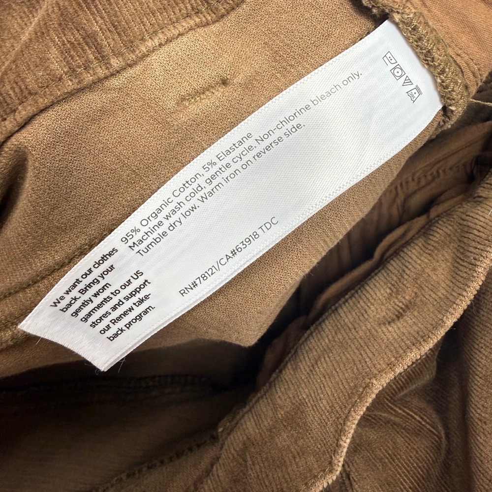 Eileen Fisher Womens Small Brown Organic Cotton Stretch Corduroy Straight Pants - Picture 5 of 8